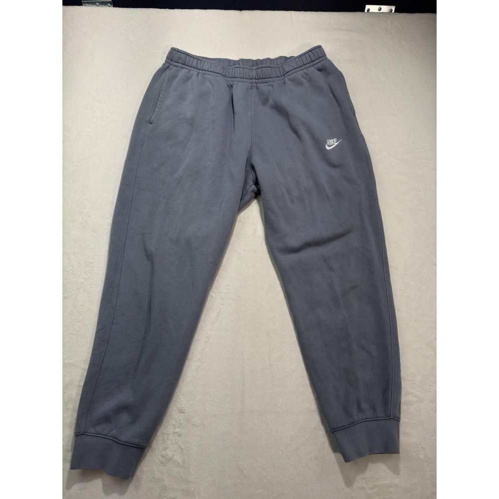 Nike Sweatpants Mens Large Gray Fleece Joggers Elastic Waist Swoosh Logo Pants